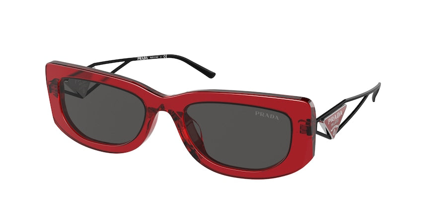 Prada PR14YS Rectangle Sunglasses  08Z5S0-CRYSTAL FIRE 53-19-140 - Color Map red