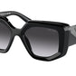 Prada PR14ZS Irregular Sunglasses  1AB09S-BLACK 50-18-140 - Color Map black