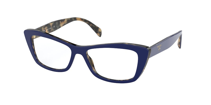 Prada PR15XV Cat Eye Eyeglasses  05C1O1-BLU/MEDIUM HAVANA 53-15-140 - Color Map blue