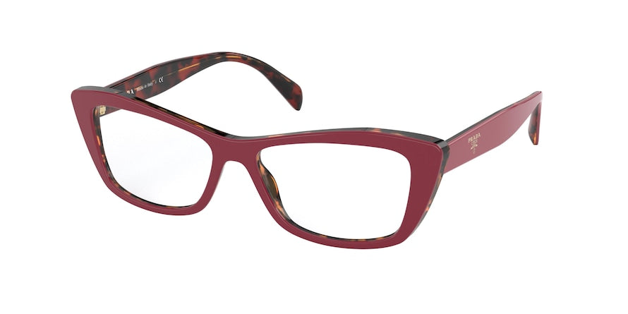 Prada PR15XV Cat Eye Eyeglasses  07C1O1-RED/HAVANA 53-15-140 - Color Map red