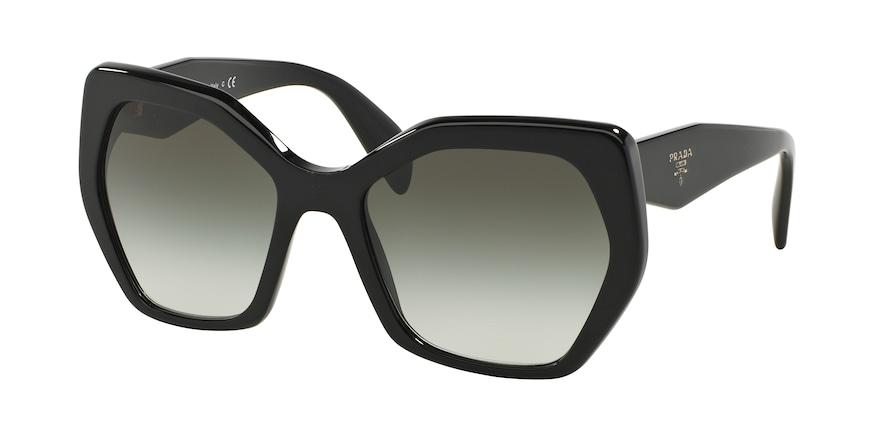 Prada HERITAGE PR16RSF Irregular Sunglasses  1AB0A7-BLACK 59-19-140 - Color Map black
