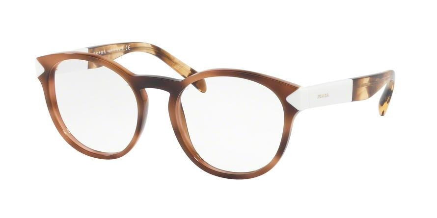 Prada PR16TV Irregular Eyeglasses  USG1O1-STRIPED DARK BROWN 52-18-140 - Color Map brown
