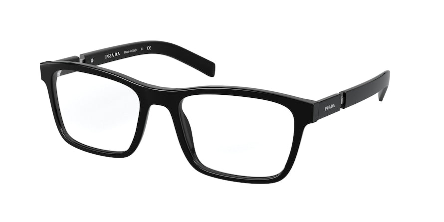 Prada PR16XVF Rectangle Eyeglasses  1AB1O1-BLACK 56-17-145 - Color Map black