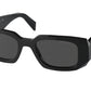 Prada PR17WS Rectangle Sunglasses  1AB5S0-BLACK 49-20-145 - Color Map black