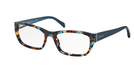 Prada HERITAGE PR18OV Rectangle Eyeglasses  NAG1O1-HAVANA SPOTTED BLUE 54-18-135 - Color Map blue