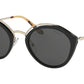 Prada CONCEPTUAL PR18US Phantos Sunglasses  1AB5S0-BLACK/PALE GOLD 53-24-140 - Color Map black