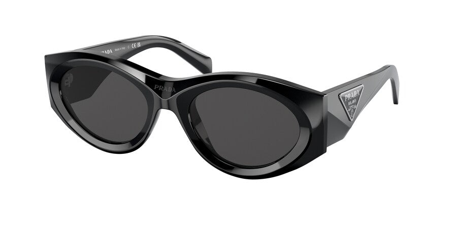 Prada PR20ZSF Oval Sunglasses  1AB5S0-BLACK 54-19-140 - Color Map black