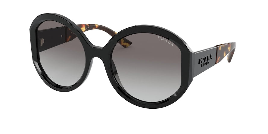 Prada PR22XS Round Sunglasses  1AB0A7-BLACK 55-20-140 - Color Map black