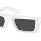 Prada PR24YS Rectangle Sunglasses  4615S0-WHITE 55-21-140 - Color Map white