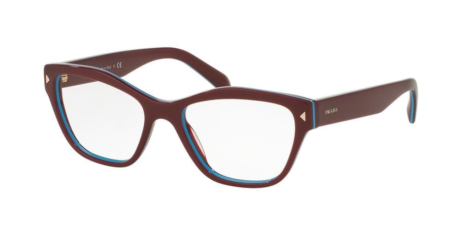 Prada PR27SV Cat Eye Eyeglasses  UF91O1-AMARANTH/AZURE/AMARANTH 51-17-140 - Color Map bordeaux