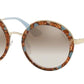 Prada CATWALK PR50TS Round Sunglasses  KJO4O0-STRIPED BROWN/AZURE 54-23-140 - Color Map brown