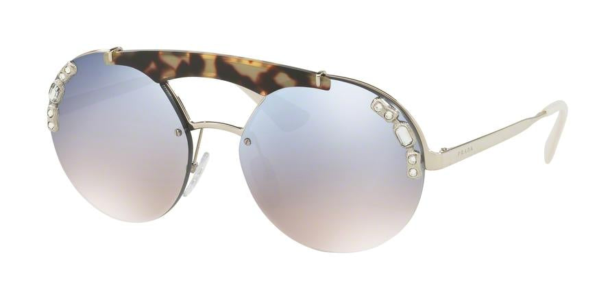 Prada PR52US Round Sunglasses  23C5R0-SILVER/MEDIUM HAVANA 37-137-140 - Color Map silver