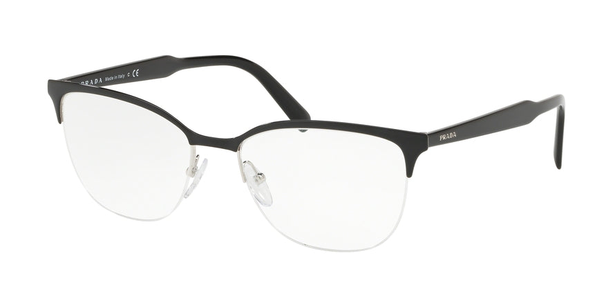 Prada CONCEPTUAL PR53VV Square Eyeglasses  1AB1O1-TOP BLACK/SILVER 55-17-145 - Color Map black