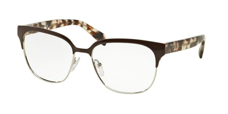 Prada PR54SV Square Eyeglasses  DHO1O1-BROWN/SILVER 52-16-140 - Color Map brown