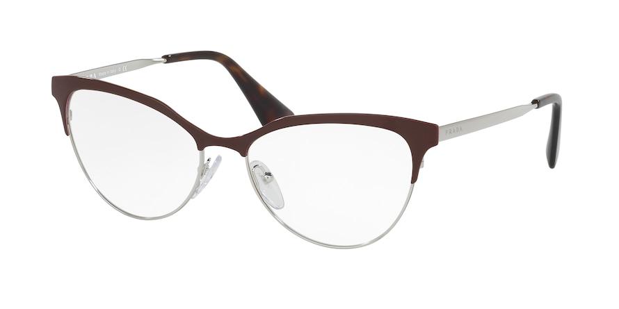 Prada CINEMA PR55SV Cat Eye Eyeglasses  UF61O1-AMARANTH/SILVER 52-16-140 - Color Map bordeaux