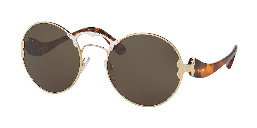 Prada PR55TS Round Sunglasses  7OE9K1-ANTIQUE GOLD 57-21-140 - Color Map gold
