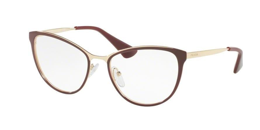 Prada CINEMA PR55TV Phantos Eyeglasses  UF61O1-BORDEAUX/PALE GOLD 52-18-140 - Color Map bordeaux