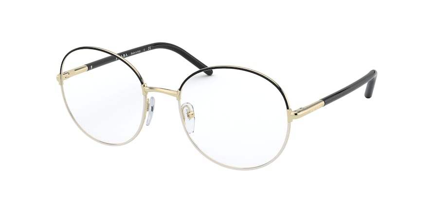 Prada PR55WV Round Eyeglasses  07I1O1-BLACK/WHITE 53-19-140 - Color Map black