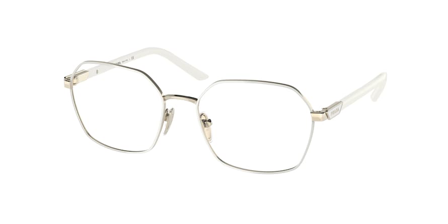 Prada PR55YV Square Eyeglasses  LFB1O1-TALC/PALE GOLD 53-17-135 - Color Map white