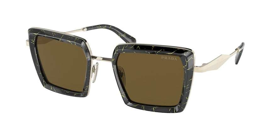 Prada PR55ZS Pillow Sunglasses  19D01T-BLACK/YELLOW MARBLE 52-22-140 - Color Map black