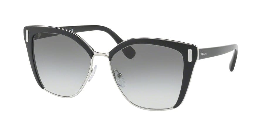 Prada CATWALK PR56TS Square Sunglasses  1AB0A7-BLACK/SILVER 57-16-140 - Color Map black