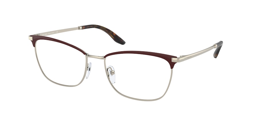 Prada PR57WV Irregular Eyeglasses  09B1O1-BORDEAUX/PALE GOLD 55-17-140 - Color Map bordeaux