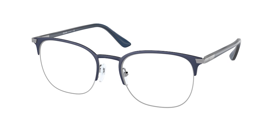 Prada PR57YV Oval Eyeglasses  02N1O1-MATTE BLUE 54-20-145 - Color Map blue