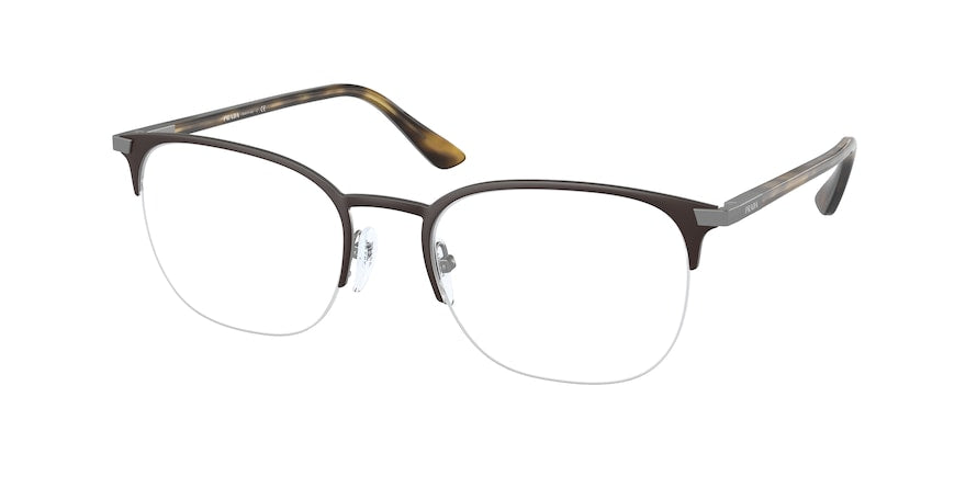 Prada PR57YV Oval Eyeglasses  02Q1O1-MATTE BROWN 52-20-145 - Color Map brown