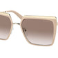Prada PR58WS Square Sunglasses  03R1L0-POWDER/PALE GOLD 57-18-140 - Color Map light brown