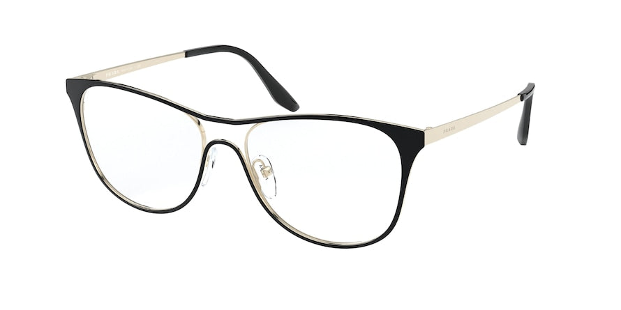 Prada CATWOLK PR59XV Pillow Eyeglasses  AAV1O1-TOP BLACK/PALE GOLD 53-16-145 - Color Map black