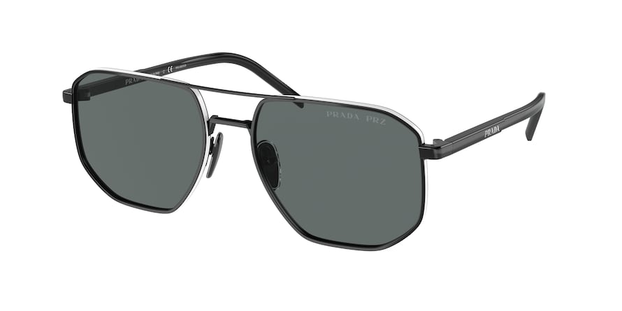 Prada PR59YS Square Sunglasses  1AB5Z1-BLACK 57-18-145 - Color Map black