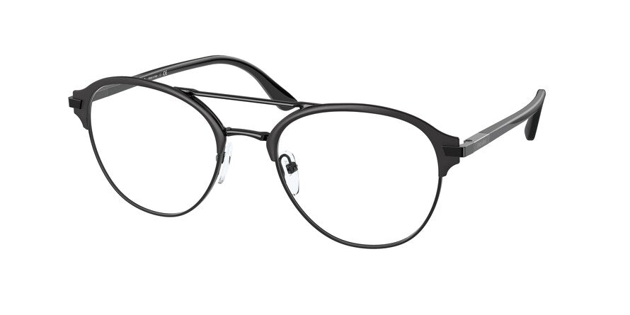 Prada PR61WV Pilot Eyeglasses  07F1O1-MATTE BLACK/BLACK 53-20-145 - Color Map black