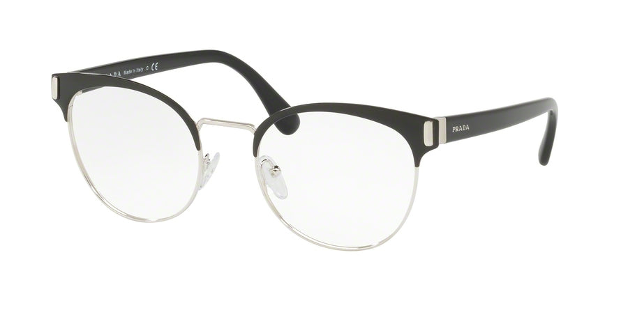 Prada PR63TV Oval Eyeglasses  1AB1O1-BLACK/SILVER 50-19-135 - Color Map black