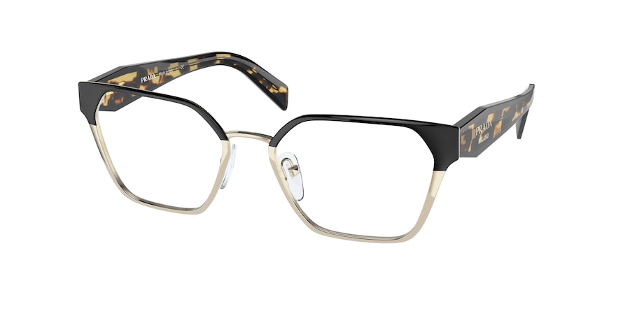 Prada PR63WV Irregular Eyeglasses  AAV1O1-BLACK/PALE GOLD 53-18-140 - Color Map black