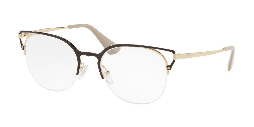 Prada CATWALK PR64UV Phantos Eyeglasses  98R1O1-BROWN/GOLD 51-20-140 - Color Map brown