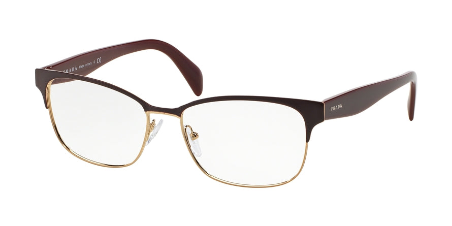 Prada CONCEPTUAL PR65RV Rectangle Eyeglasses  UAN1O1-BORDEAUX ON PALE GOLD 53-16-140 - Color Map bordeaux