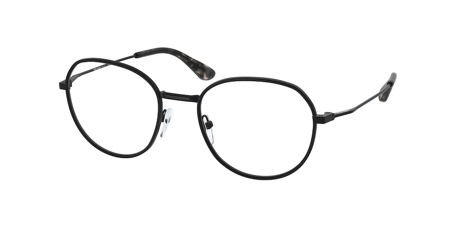 Prada PR65WV Oval Eyeglasses  1BO1O1-MATTE BLACK 51-20-145 - Color Map black