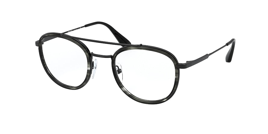 Prada PR66XV Phantos Eyeglasses  05A1O1-STRIPED GREY/BLACK 49-22-140 - Color Map grey