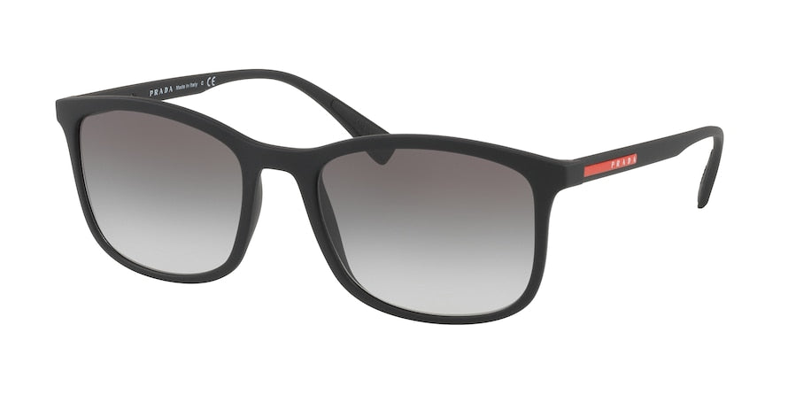 Prada Linea Rossa LIFESTYLE PS01TS Rectangle Sunglasses  DG00A7-BLACK RUBBER 56-19-140 - Color Map black