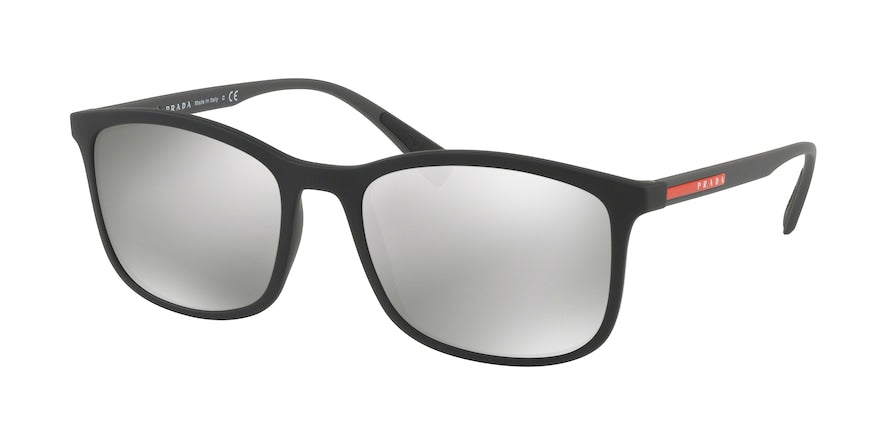 Prada Linea Rossa LIFESTYLE PS01TS Rectangle Sunglasses  DG02B0-BLACK RUBBER 56-19-140 - Color Map black