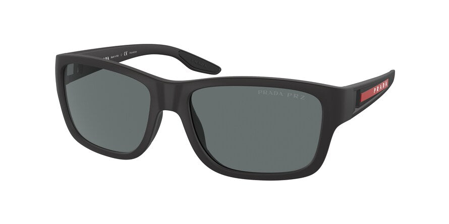 Prada Linea Rossa PS01WS Pillow Sunglasses  DG002G-BLACK RUBBER 59-17-145 - Color Map black