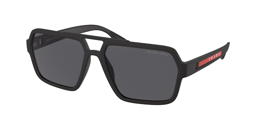 Prada Linea Rossa PS01XS Rectangle Sunglasses  DG002G-BLACK RUBBER 59-16-145 - Color Map black