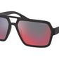 Prada Linea Rossa PS01XS Rectangle Sunglasses  DG008F-BLACK RUBBER 59-16-145 - Color Map black