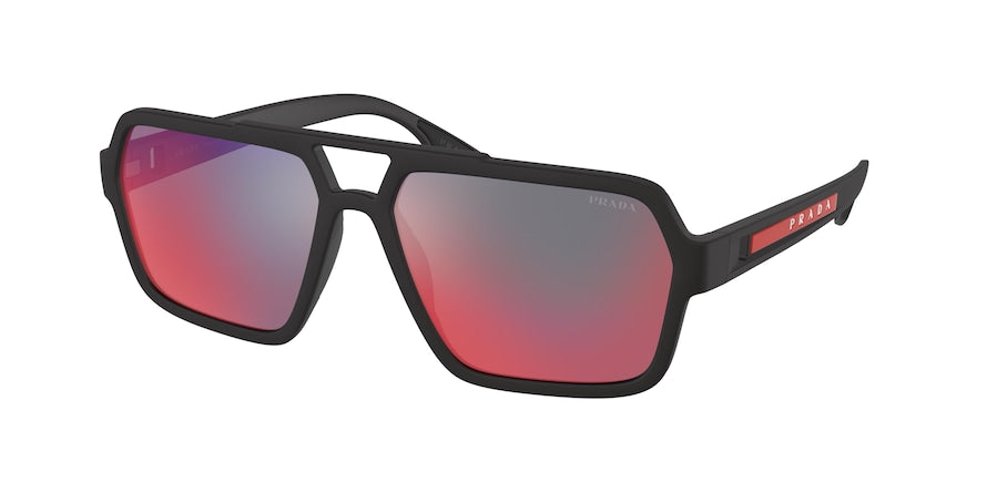 Prada Linea Rossa PS01XS Rectangle Sunglasses  DG008F-BLACK RUBBER 59-16-145 - Color Map black