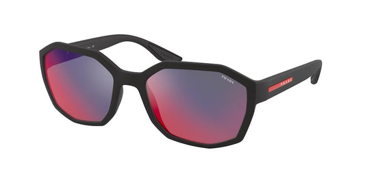 Prada Linea Rossa ACTIVE PS02VS Irregular Sunglasses  DG09Q1-BLACK RUBBER 57-19-145 - Color Map black