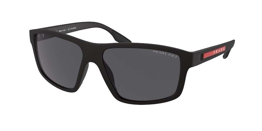 Prada Linea Rossa PS02XS Rectangle Sunglasses  DG002G-BLACK RUBBER 60-15-145 - Color Map black
