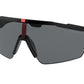 Prada Linea Rossa PS03XSF Irregular Sunglasses  DG05Z1-BLACK RUBBER 44-144-125 - Color Map black