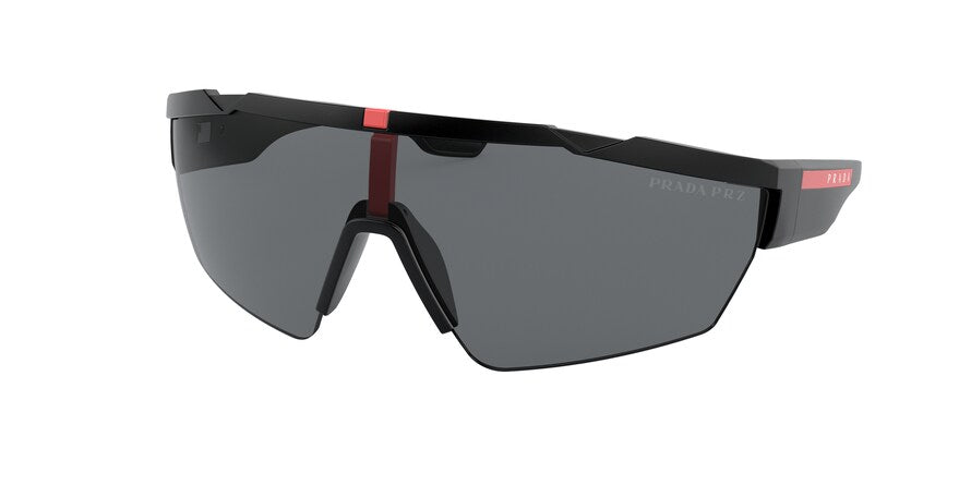 Prada Linea Rossa PS03XSF Irregular Sunglasses  DG05Z1-BLACK RUBBER 44-144-125 - Color Map black