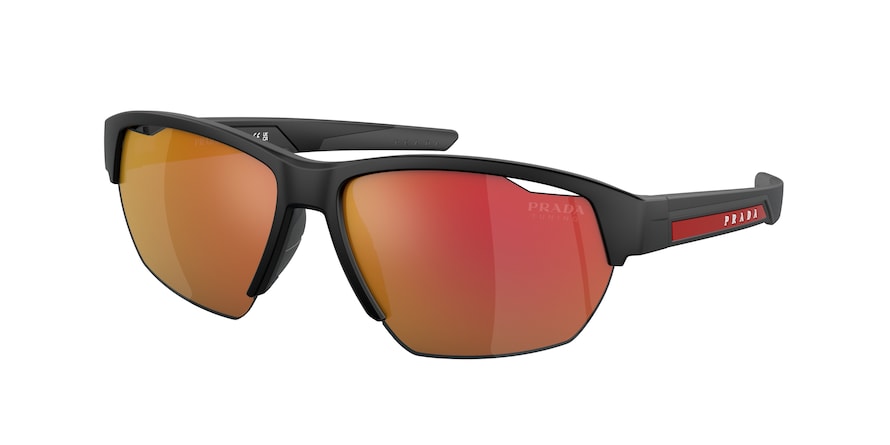 Prada Linea Rossa PS03YSF Irregular Sunglasses  1BO04U-MATTE BLACK 64-15-140 - Color Map black