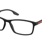 Prada Linea Rossa LIFESTYLE PS04MV Rectangle Eyeglasses  DG01O1-BLACK RUBBER 56-16-145 - Color Map black